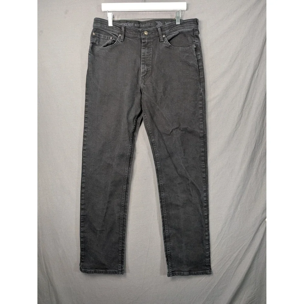 Wrangler Authentics Mens 35x34 Black Straight Leg Jeans